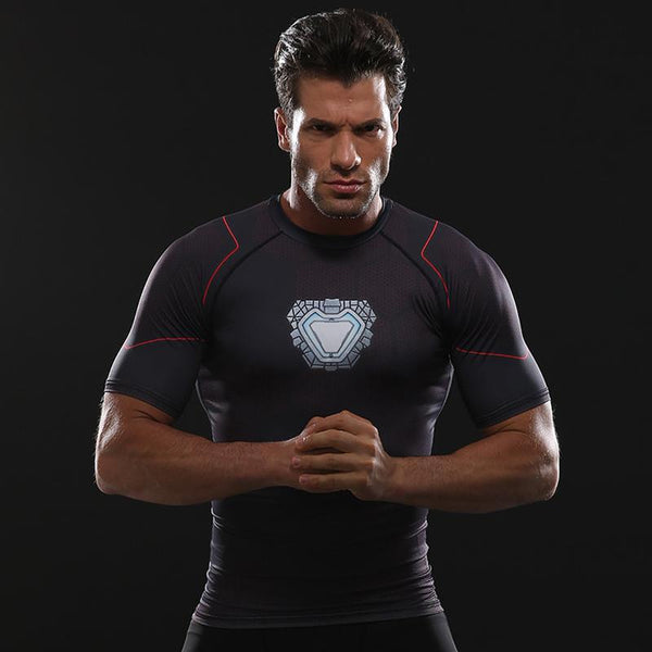 Avengers 3 IRON MAN Short Sleeve Compression Shirt for Men