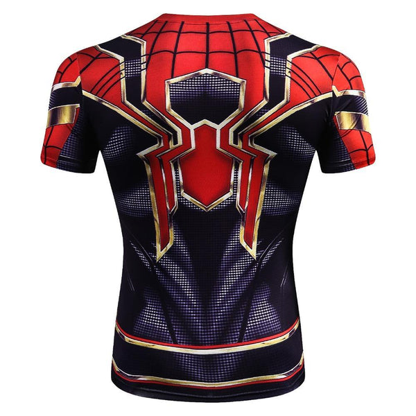 AVENGERS 3 Short Sleeve SPIDERMAN Compression Shirt for Men