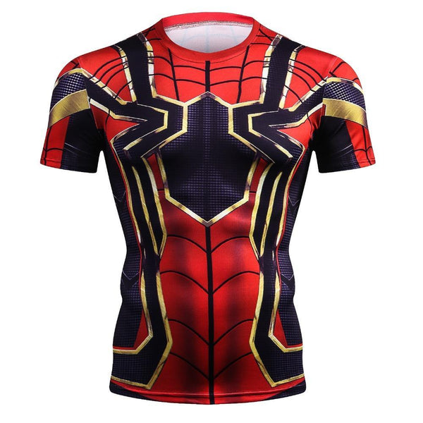 AVENGERS 3 Short Sleeve SPIDERMAN Compression Shirt for Men