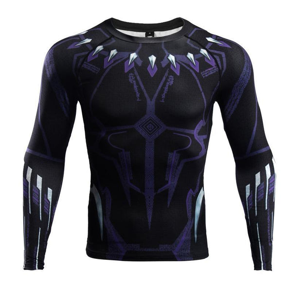 Avengers 3 BLACK PANTHER Long Sleeve Compression Shirt for Men