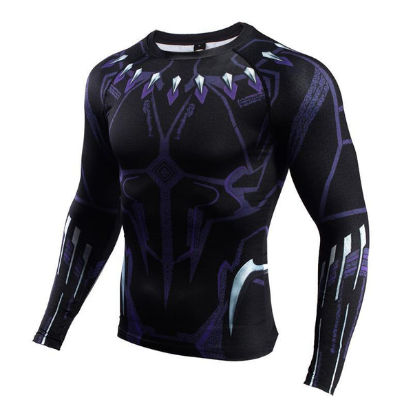 Avengers 3 BLACK PANTHER Long Sleeve Compression Shirt for Men
