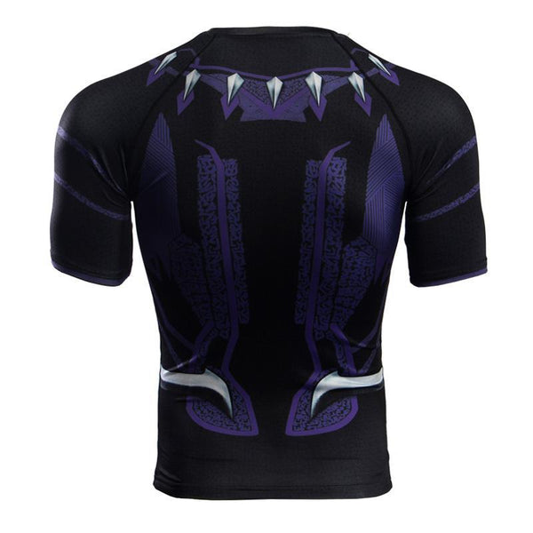 Avengers 3 BLACK PANTHER Short Sleeve Compression Shirt for Men