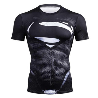 Black SUPERMAN Short Sleeve Compression Shirt for Men