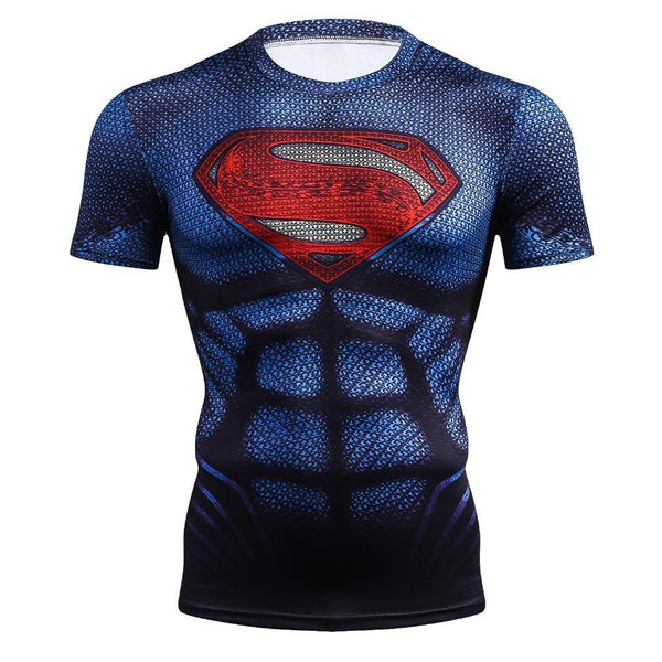 Blue SUPERMAN Short Sleeve Compression Shirt for Men