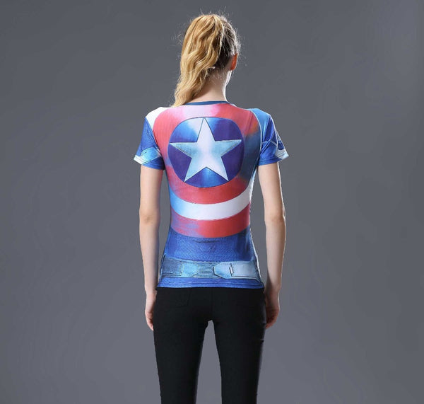 CAPTAIN AMERICA Compression Shirt for Women (Short Sleeve)