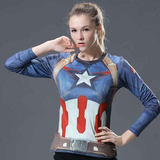 CAPTAIN AMERICA Long Sleeve Compression Shirt for Women