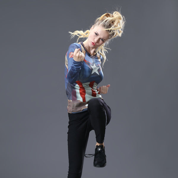 CAPTAIN AMERICA Long Sleeve Compression Shirt for Women