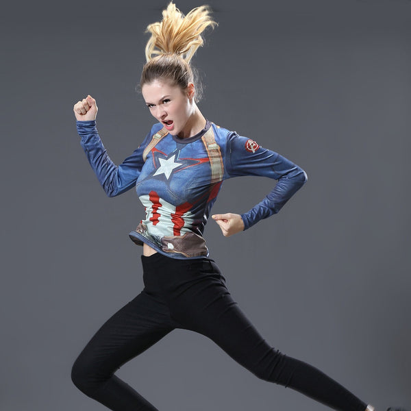 CAPTAIN AMERICA Long Sleeve Compression Shirt for Women