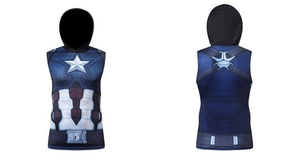 CAPTAIN AMERICA Hooded Compression Tank Top