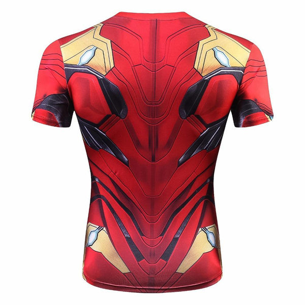 Comic IRON MAN Short Sleeve Compression Shirt for Men