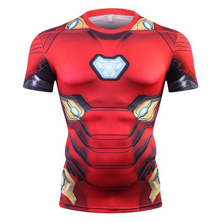Comic IRON MAN Short Sleeve Compression Shirt for Men