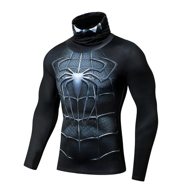 High Collar/Facemask SPIDERMAN Compression Shirt