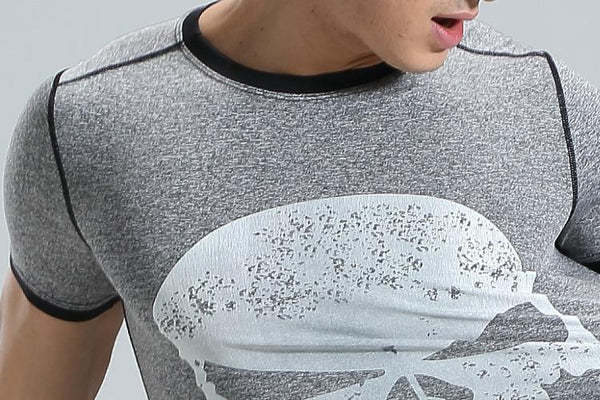 Gray PUNISHER Compression Shirt for Men (Short Sleeve)