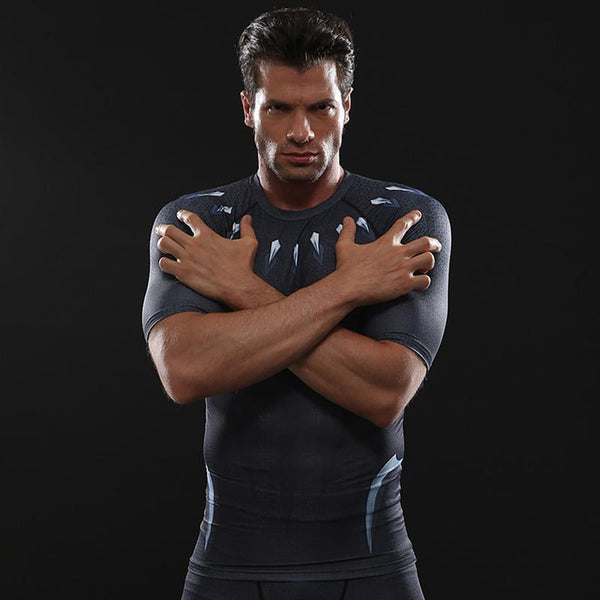 Infinity War BLACK PANTHER Short Sleeve Compression Shirt
