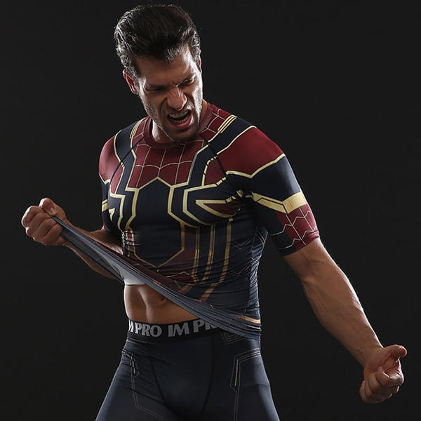 Infinity War SPIDERMAN Short Sleeve Compression Shirt for Men