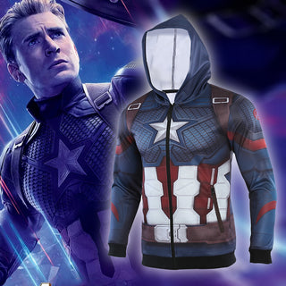 Avengers 4 CAPTAIN AMERICA Zipper Hoodie