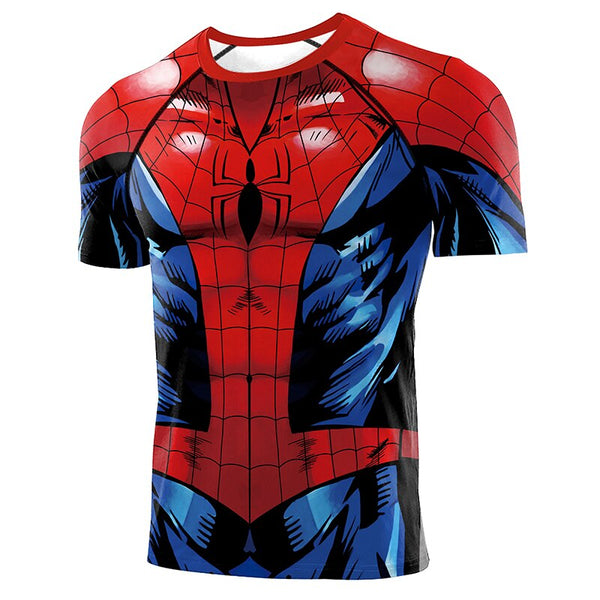 Comic Style SPIDERMAN Short Sleeve Compression Shirt for Men