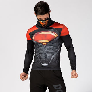 High Collar/Facemask Red SUPERMAN Compression Shirt