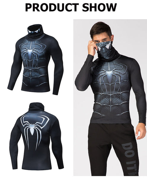 High Collar/Facemask SPIDERMAN Compression Shirt