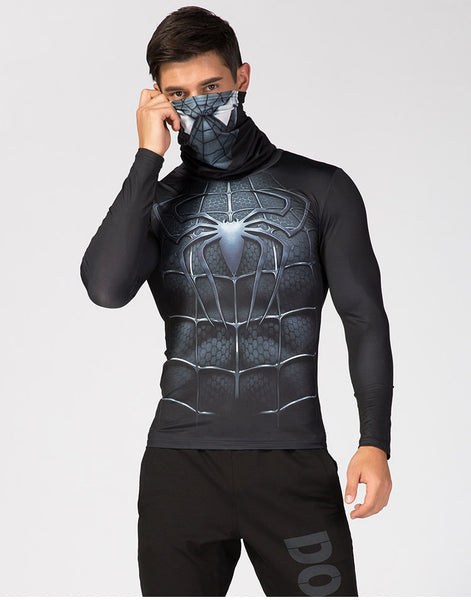 High Collar/Facemask SPIDERMAN Compression Shirt