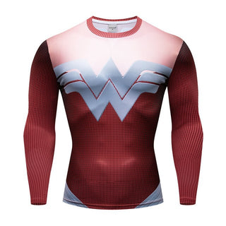 WONDER WOMAN Logo Long Sleeve Compression Shirt For Men