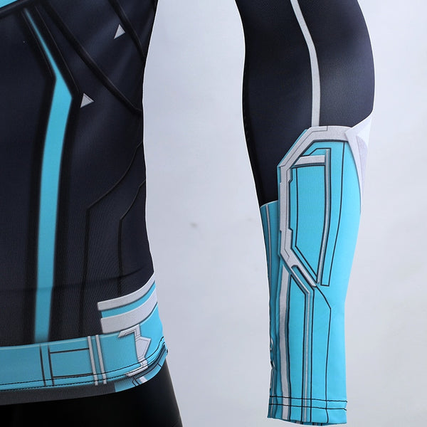 Blue CAPTAIN MARVEL Long Sleeve Compression Shirt for Men