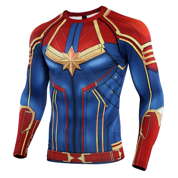 Red CAPTAIN MARVEL Long Sleeve Compression Shirt for Men