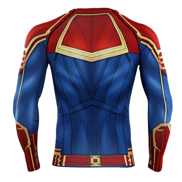 Red CAPTAIN MARVEL Long Sleeve Compression Shirt for Men