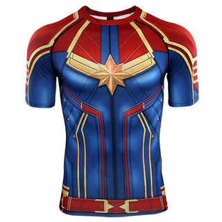 Red CAPTAIN MARVEL Short Sleeve Compression Shirt for Men