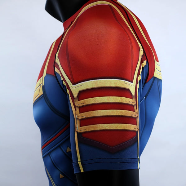Red CAPTAIN MARVEL Short Sleeve Compression Shirt for Men
