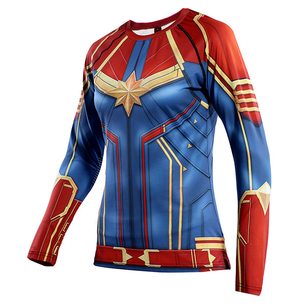 Red CAPTAIN MARVEL Long Sleeve Compression Shirt for Women