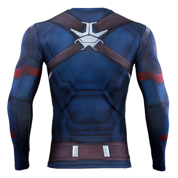 Avengers 4 Endgame CAPTAIN AMERICA Long Sleeve Compression Shirt for Men