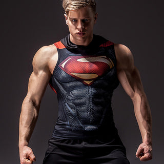 Hooded SUPERMAN Compression Tank Top For Men