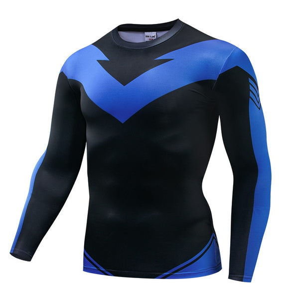 Blue NIGHTWING Long Sleeve Compression Shirt