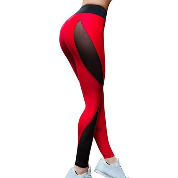 Red Mesh Leggings For Women