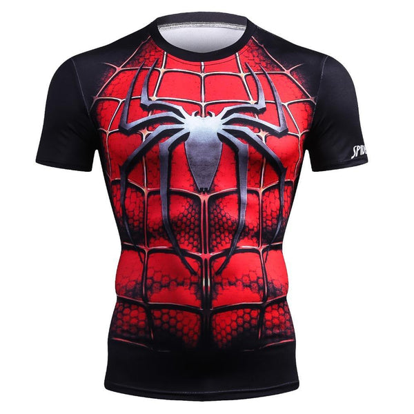 Silver SPIDERMAN Short Sleeve Compression Shirt for Men