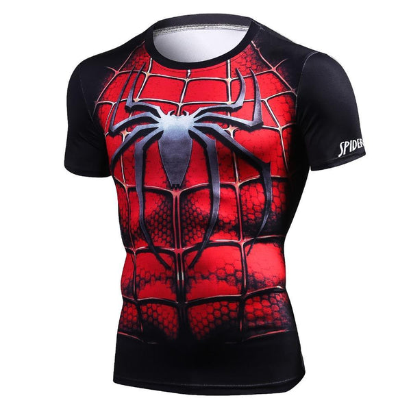 Silver SPIDERMAN Short Sleeve Compression Shirt for Men