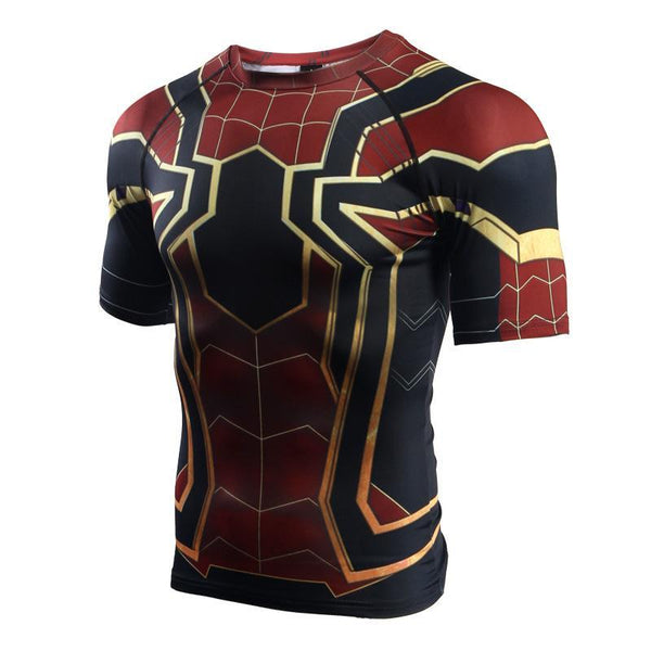 Infinity War SPIDERMAN Short Sleeve Compression Shirt for Men