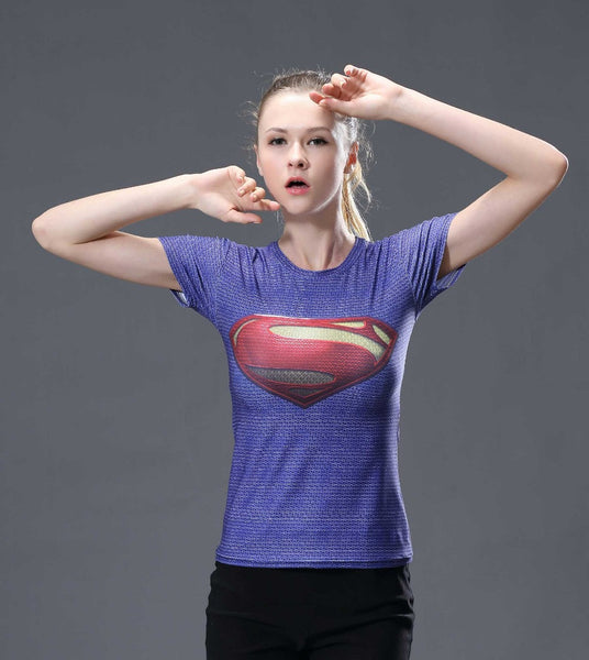 SUPERMAN Compression Shirt for Women (Short Sleeve)