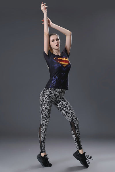 SUPERMAN Short Sleeve Compression Shirt for Women